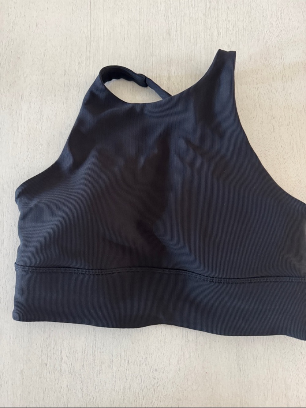 lululemon High Neck Black Cross-Back Ribbed Sports Bra